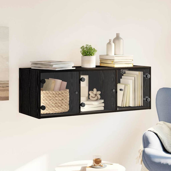 Wandschrank Schwarz Eichenoptik 102x37x35cm
