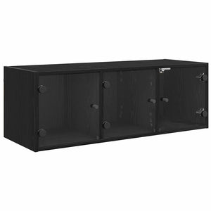 Wandschrank Schwarz Eichenoptik 102x37x35cm