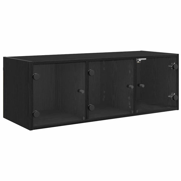 Wandschrank Schwarz Eichenoptik 102x37x35cm