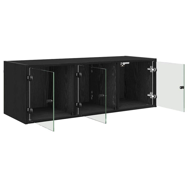 Wandschrank Schwarz Eichenoptik 102x37x35cm