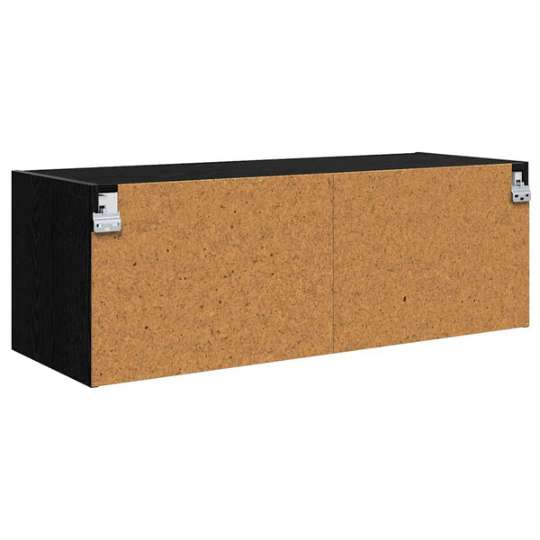 Wandschrank Schwarz Eichenoptik 102x37x35cm