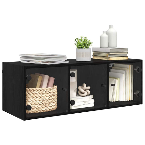 Wandschrank Schwarz Eichenoptik 102x37x35cm