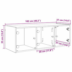 Wandschrank Schwarz Eichenoptik 102x37x35cm