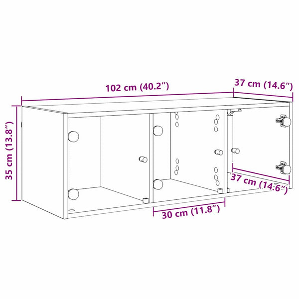 Wandschrank Schwarz Eichenoptik 102x37x35cm