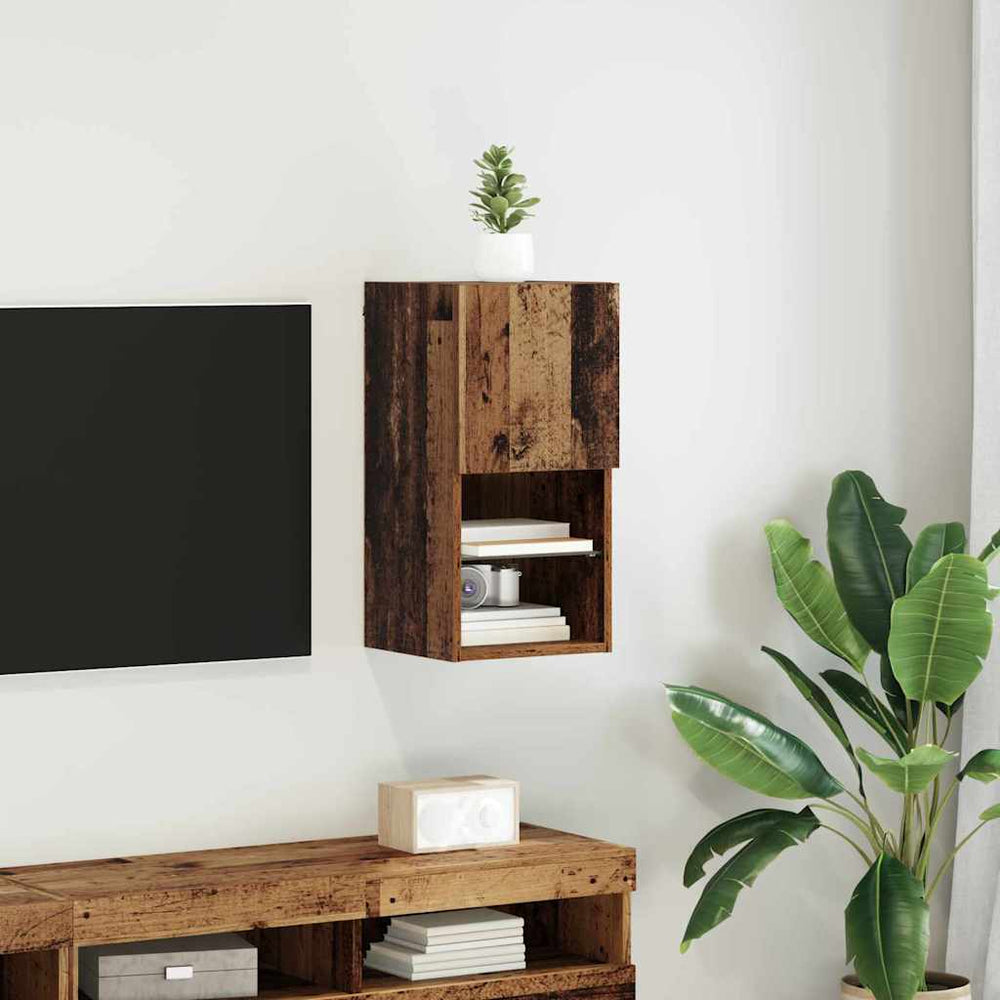Wandmontierter TV-Schrank mit LED Altholz