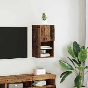 Wandmontierter TV-Schrank mit LED Altholz