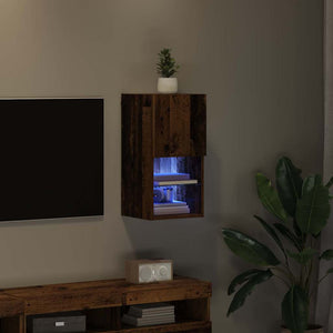 Wandmontierter TV-Schrank mit LED Altholz