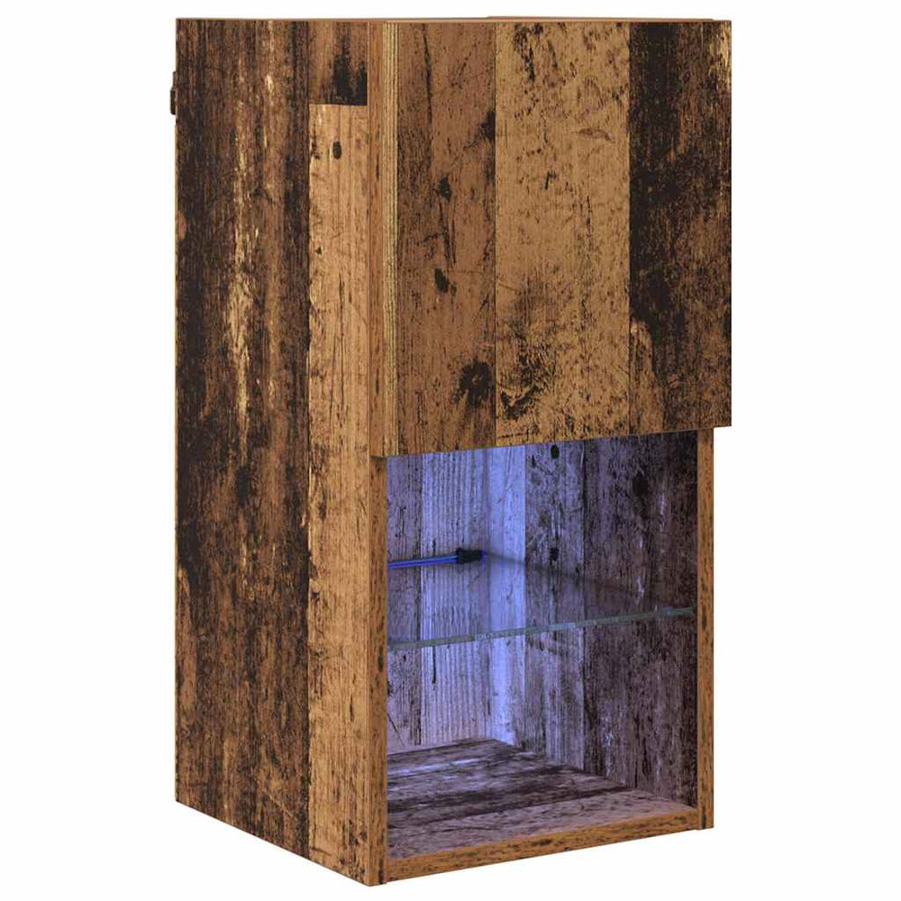 Wandmontierter TV-Schrank mit LED Altholz