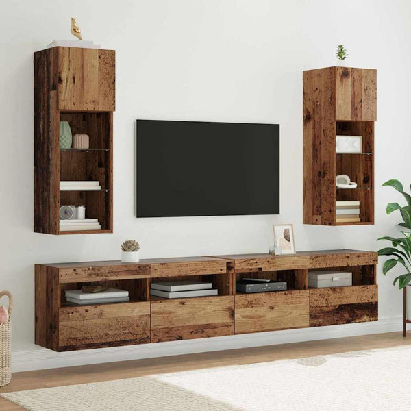 Wandmontierter TV-Schrank mit LED Altholz 90cm