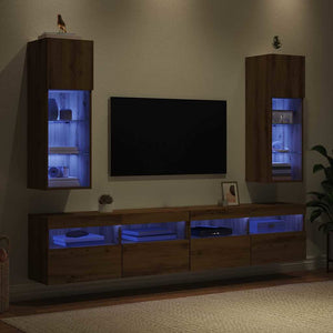 Wandmontierte TV-Schränke, 2er Set, Artisan-Eiche, 90cm