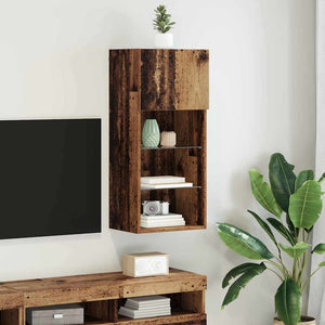 vidaXL Meuble TV mural LED Bois de récupération 40,5 x 30 x 90 cm