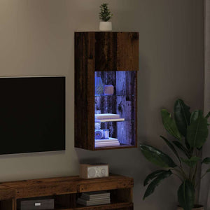 vidaXL Meuble TV mural LED Bois de récupération 40,5 x 30 x 90 cm