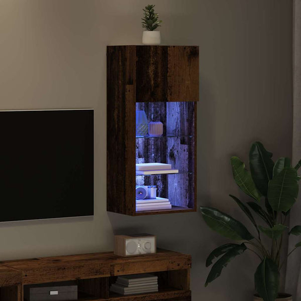 vidaXL Meuble TV mural LED Bois de récupération 40,5 x 30 x 90 cm