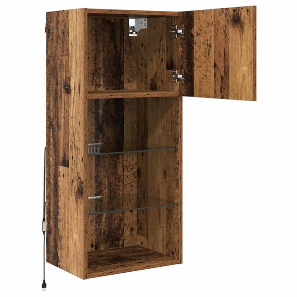 vidaXL Meuble TV mural LED Bois de récupération 40,5 x 30 x 90 cm