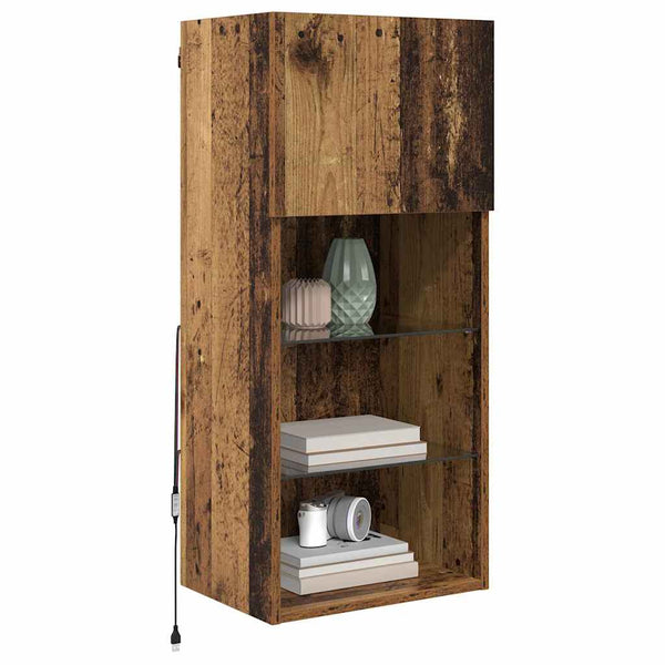 vidaXL Meuble TV mural LED Bois de récupération 40,5 x 30 x 90 cm