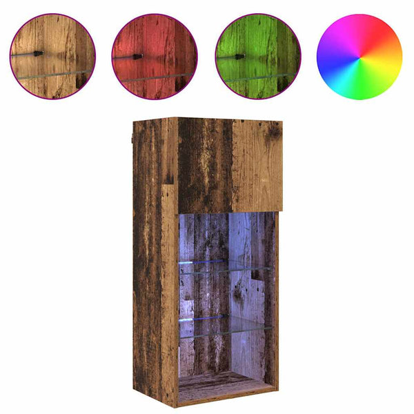 vidaXL Meuble TV mural LED Bois de récupération 40,5 x 30 x 90 cm