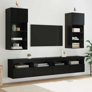 Wandmontierter TV-Schrank, Schwarz Eiche