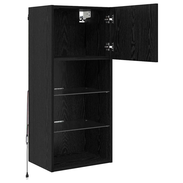 Wandmontierter TV-Schrank, Schwarz Eiche