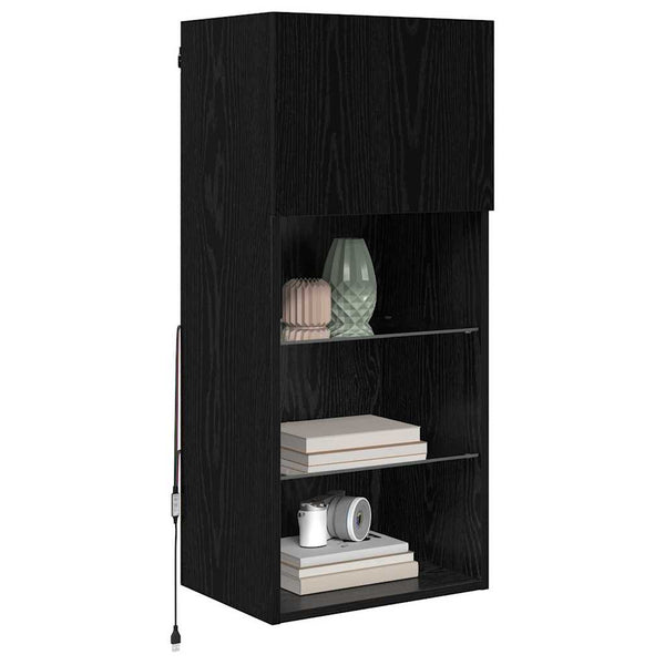 Wandmontierter TV-Schrank, Schwarz Eiche
