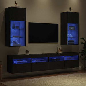 Wandmontierte TV-Schränke mit LED, Eichen-Optik