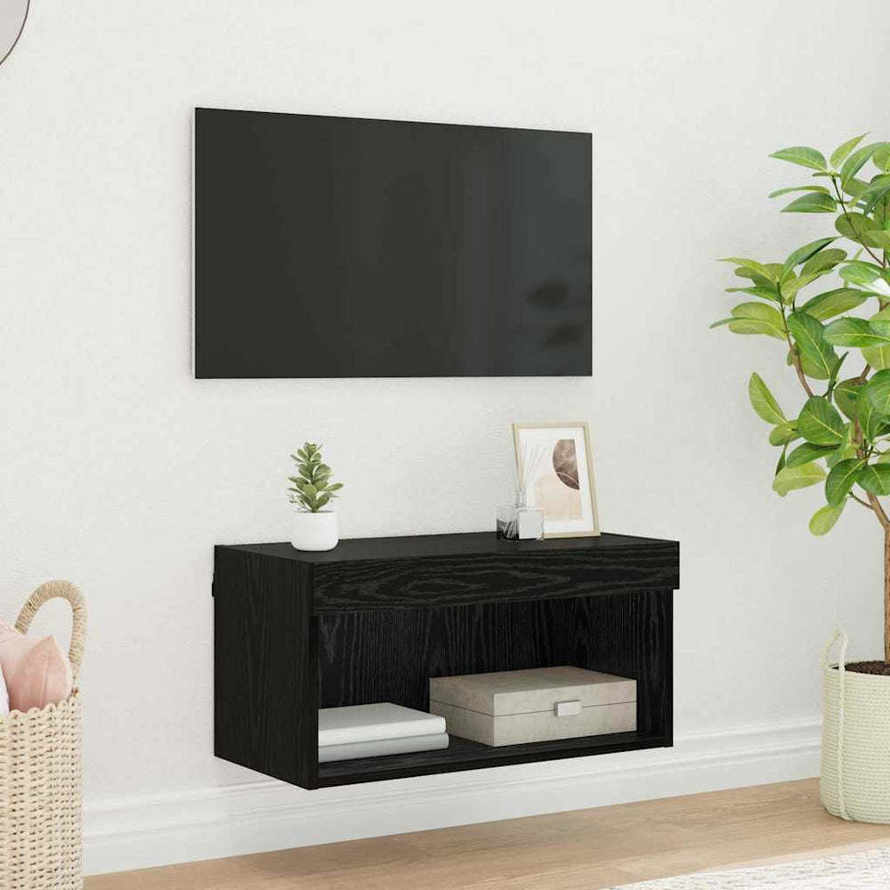 Ensemble de meubles TV vidaXL avec LED noir aspect chêne 60 x 30 x 30 cm