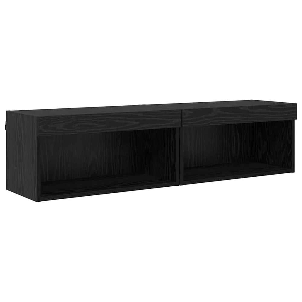 TV-Schrank Set 2-teilig Schwarz Eiche Optik