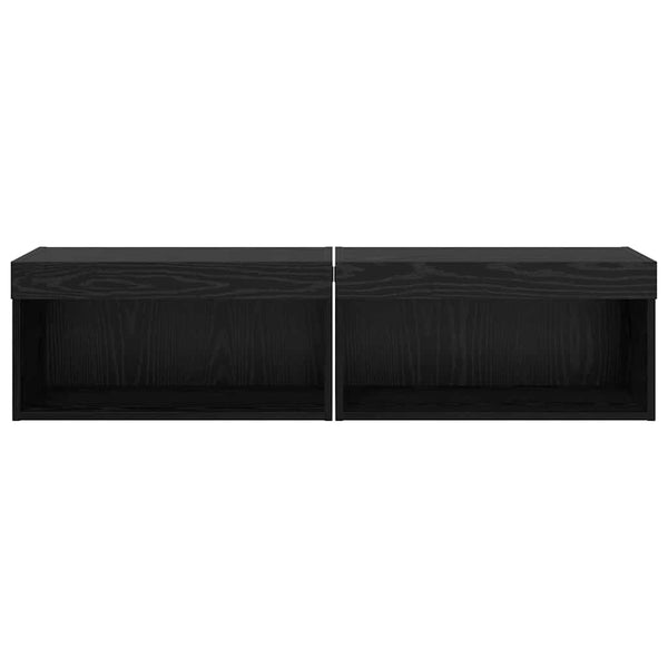 TV-Schrank Set 2-teilig Schwarz Eiche Optik