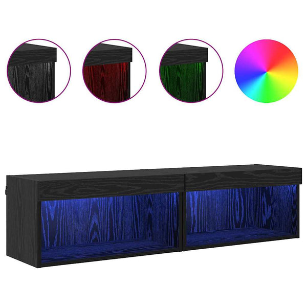 TV-Schrank Set 2-teilig Schwarz Eiche Optik