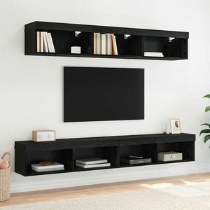 TV-Wandschrank mit LED, Schwarz Eiche