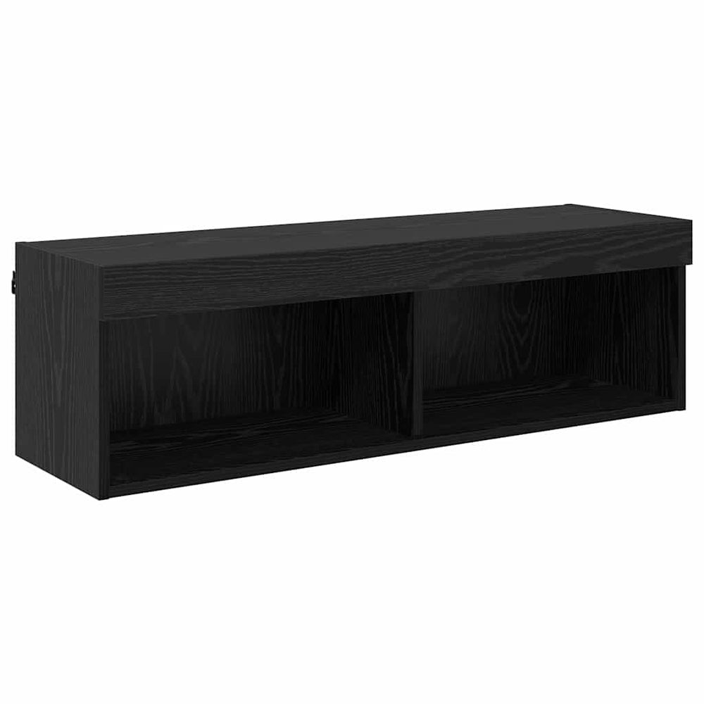 vidaXL Meuble TV mural avec LED Noir aspect chêne 100 x 30 x 30 cm