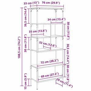 Bücherregal Altholz, 188,5 cm hoch