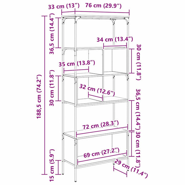 Bücherregal Artisan Eiche 188,5 cm