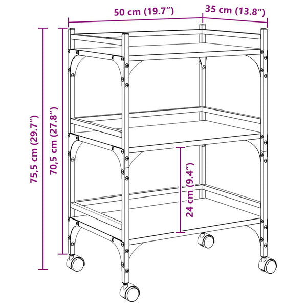 Küchenwagen Altholz 50x35x75,5 cm