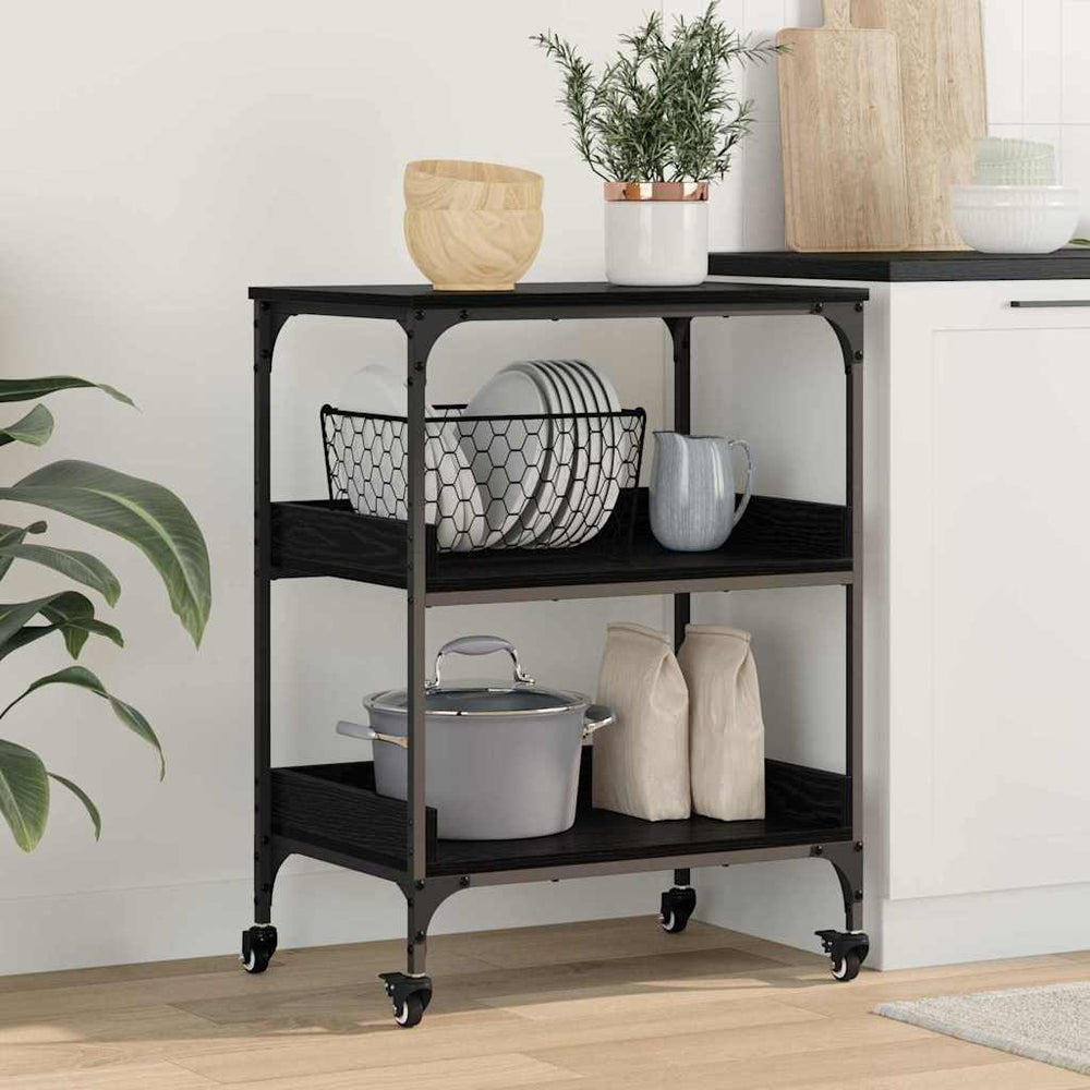 Küchentrolley Schwarz Eichenoptik 60cm