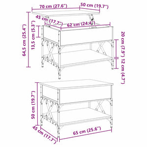 Couchtisch Schwarz Eichenoptik 70x50 cm