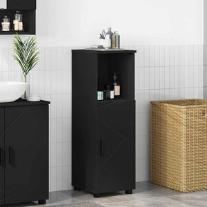Schwarzer Badezimmerschrank mit Tür