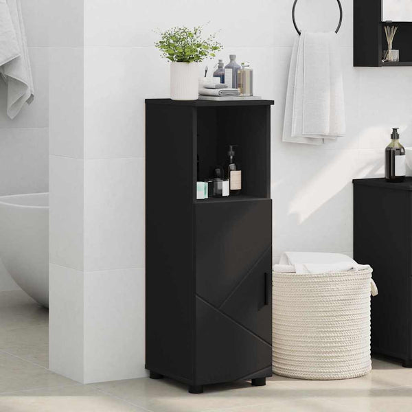Schwarzer Badezimmerschrank mit Tür