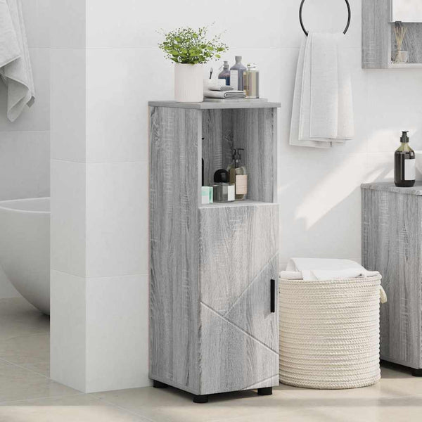 Grauer Badezimmerschrank Sonoma mit Stauraum