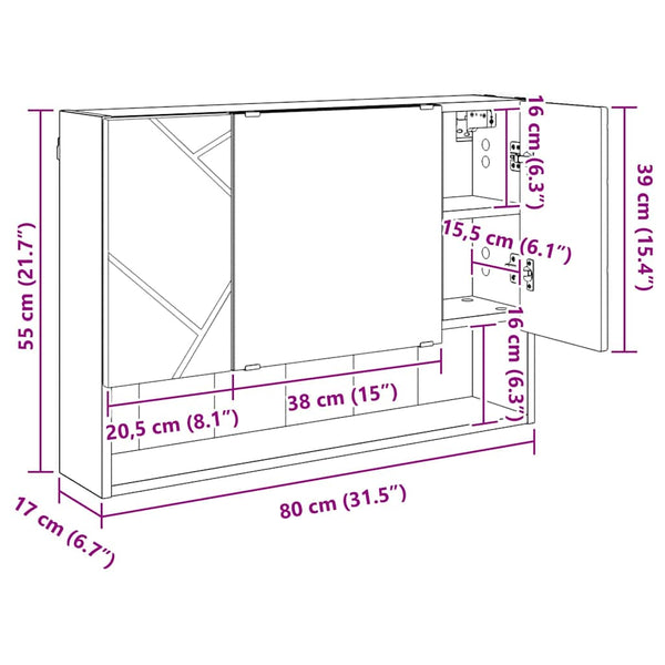 Weißer Spiegelschrank zur Wandmontage 80cm