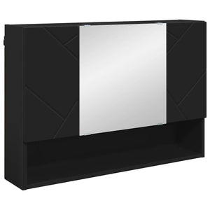 Schwarzer Spiegelschrank mit Tür 80cm