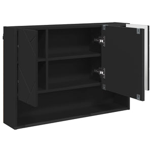 Schwarzer Spiegelschrank mit Tür 80cm