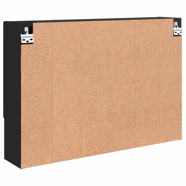 Schwarzer Spiegelschrank mit Tür 80cm