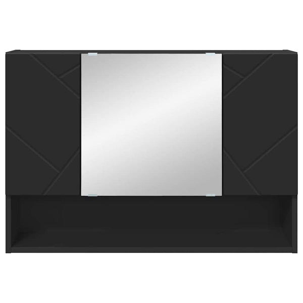 Schwarzer Spiegelschrank mit Tür 80cm