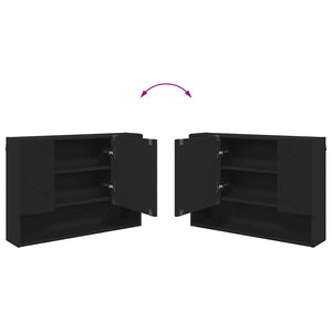 Schwarzer Spiegelschrank mit Tür 80cm
