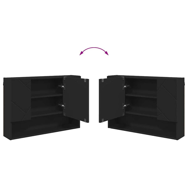 Schwarzer Spiegelschrank mit Tür 80cm