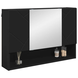 Schwarzer Spiegelschrank mit Tür 80cm