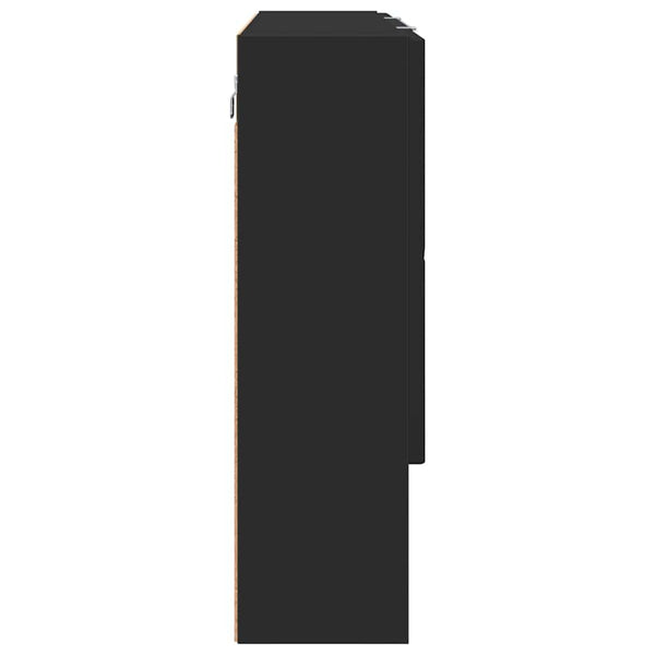Schwarzer Spiegelschrank mit Tür 80cm