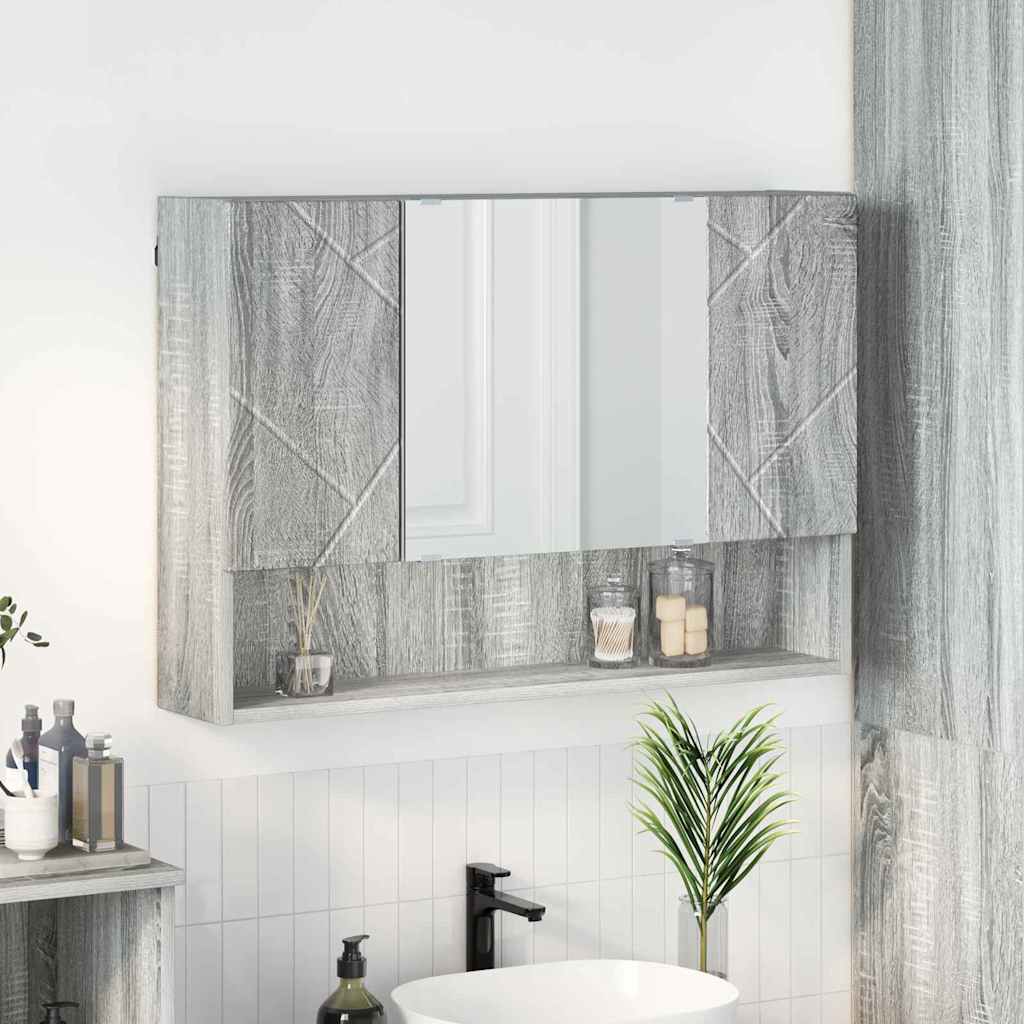 Spiegelschrank Grau Sonoma 80cm