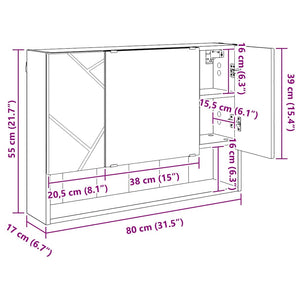 Spiegelschrank Artisan-Eiche 80 cm