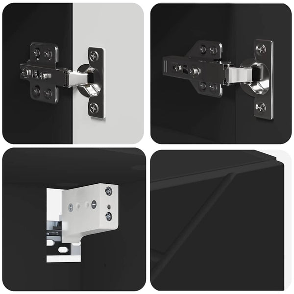 Schwarzer Spiegelschrank mit Tür 59x55cm